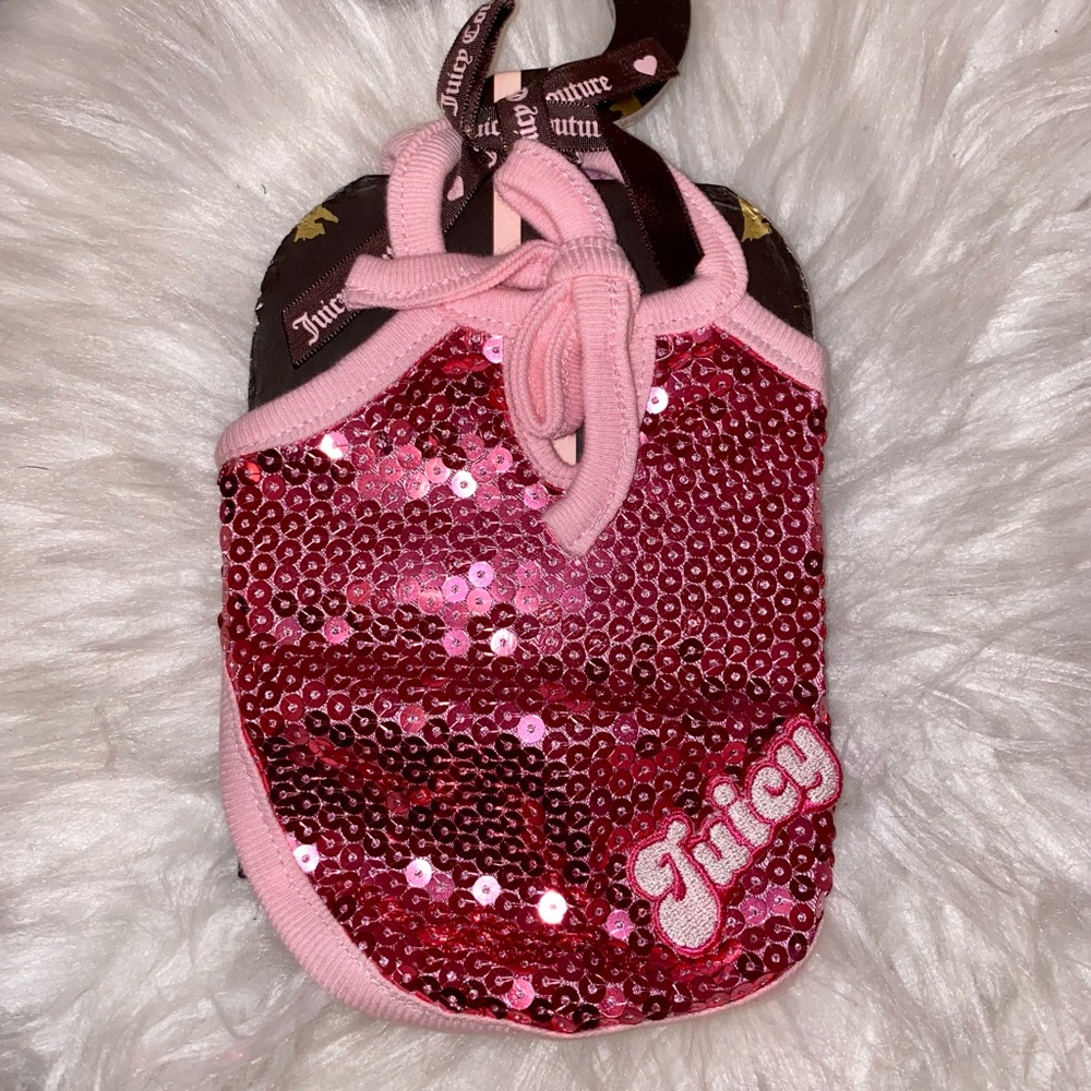 NEW! Juicy Couture Pink Sequin Pet Dog Bow Tank Top XS NWT